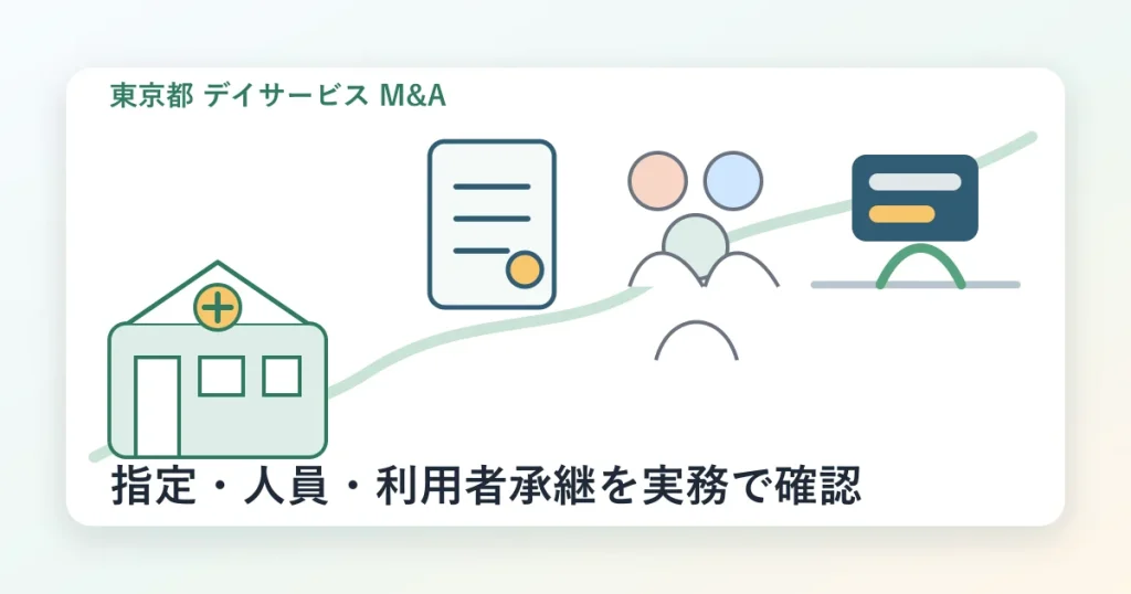 東京都のデイサービスM&Aで指定・人員・利用者承継を確認する実務イメージ