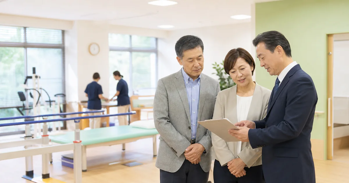 半日型デイサービスの事業承継について確認する運営者と専門家